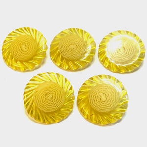 Vintage Lucite Yellow Swirl Design Shank Buttons Set of 5 HTF RARE